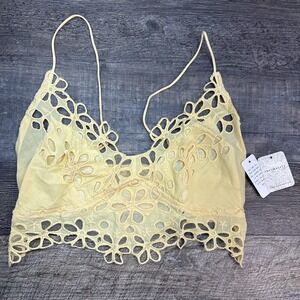 Free People Intimately Asteria Bralette Size Medium Pull-On Banana Cream NEW